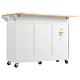 Bybafun White Mdf Base with Mdf Wood Top Rolling Kitchen Island (33.2-in x 49-in x 37.5-in)