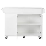 Bybafun White Mdf Base with Mdf Wood Top Rolling Kitchen Island (27.6-in x 53.2-in x 36.3-in)