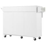 Bybafun White Mdf Base with Mdf Wood Top Rolling Kitchen Island (27.6-in x 53.2-in x 36.3-in)