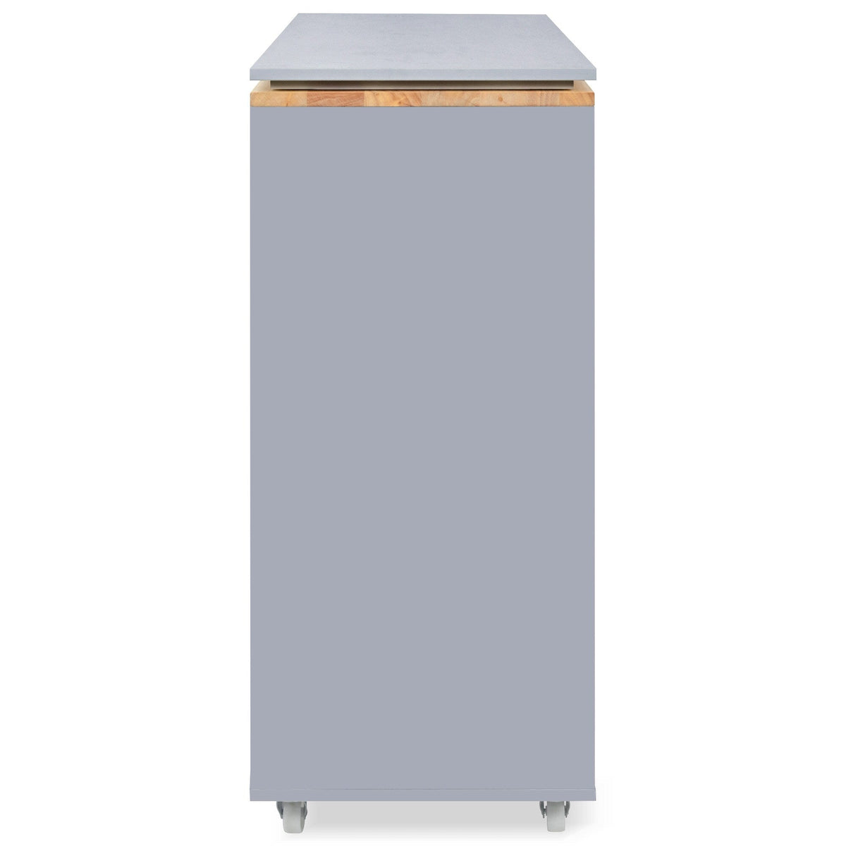 Bybafun Gray Mdf Base with Mdf Wood Top Rolling Kitchen Island (15.8-in x 56.3-in x 37.1-in)
