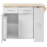 Bybafun White Mdf Base with Mdf Wood Top Rolling Kitchen Island (29.5-in x 46-in x 37-in)