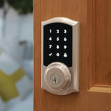 Z-Wave SmartCode Touchscreen Satin Nickel Single Cylinder Electronic Deadbolt featuring Tustin Hall/Closet Lever - Super Arbor