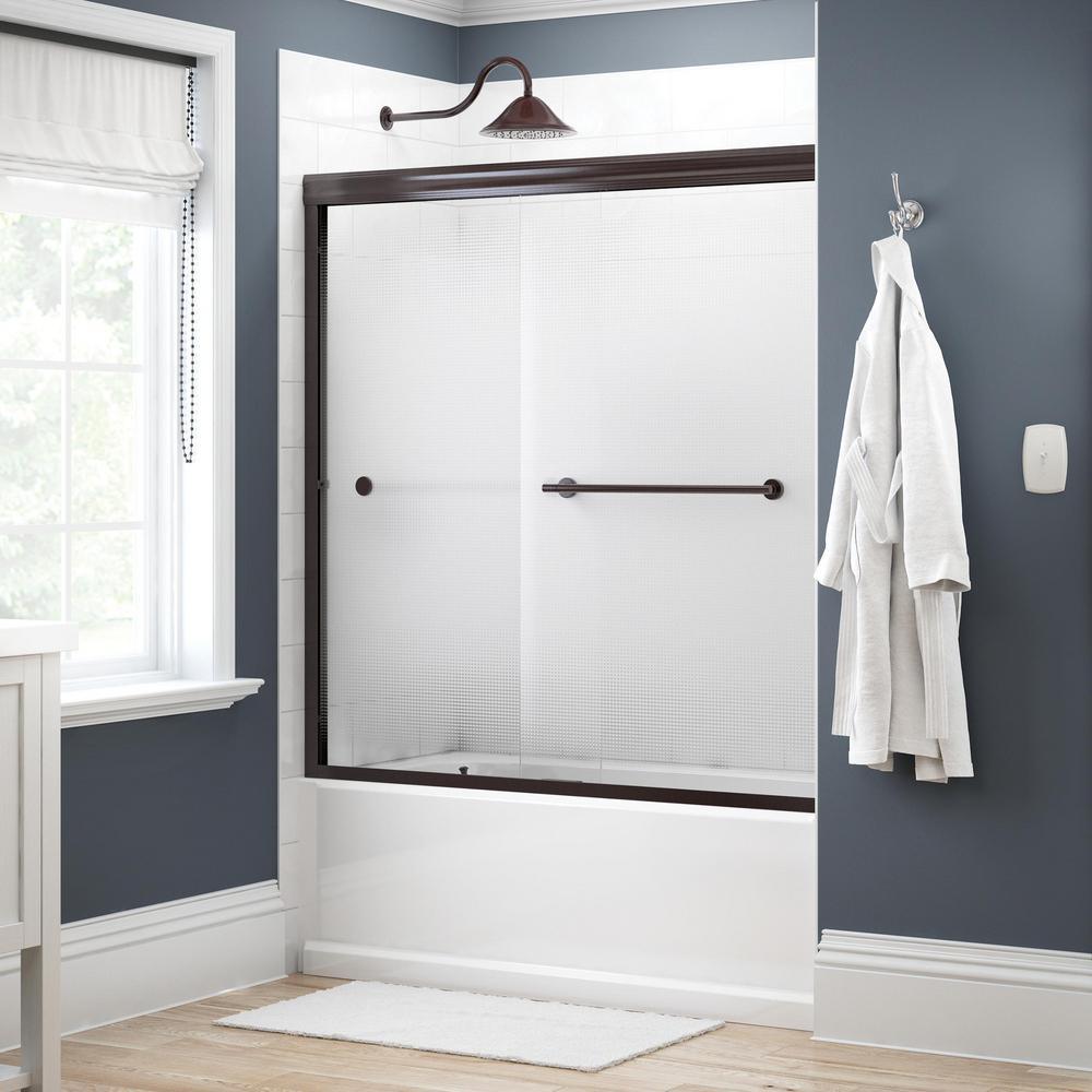 Lyndall 60 in. x 58-1/8 in. Semi-Frameless Traditional Sliding Bathtub Door in Chrome with Droplet Glass - Super Arbor