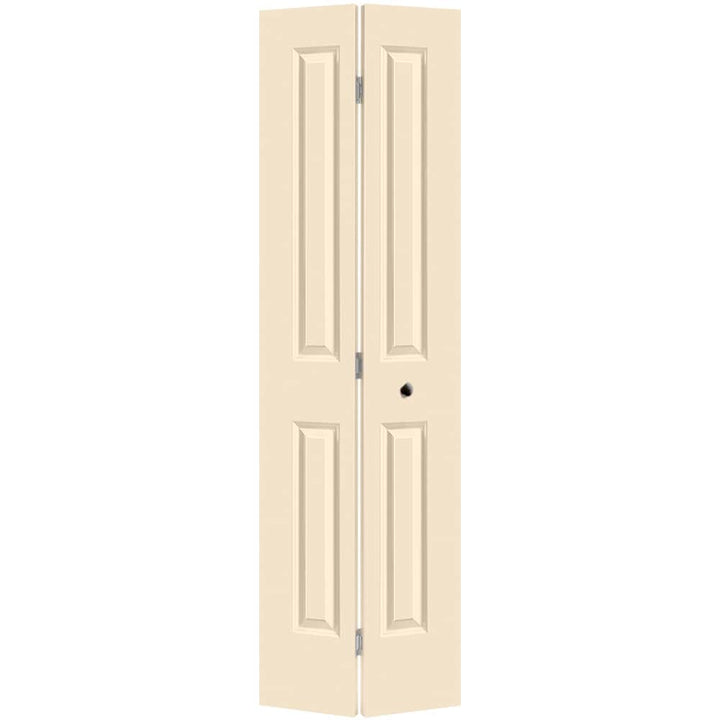 Masonite Traditional 24-in x 80-in Cream N Sugar 4-Panel Square Prefinished Molded Composite Bifold Door