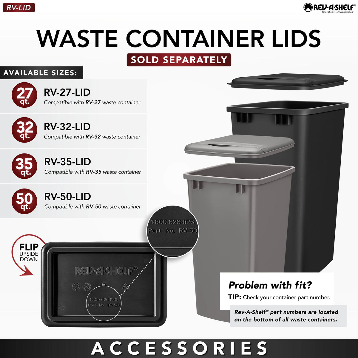 Rev-A-Shelf 20-Quart Plastic Pull-Out Trash Can with Soft-Close Slides