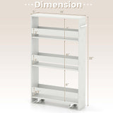 Costway White Wood Base with Wood Top Rolling Kitchen Cart (7-in x 19-in x 32-in)