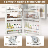 Costway White Wood Base with Wood Top Rolling Kitchen Cart (7-in x 19-in x 32-in)