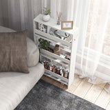 Costway White Wood Base with Wood Top Rolling Kitchen Cart (7-in x 19-in x 32-in)