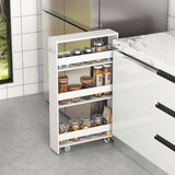 Costway White Wood Base with Wood Top Rolling Kitchen Cart (7-in x 19-in x 32-in)