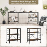 Costway Black Metal Base with Mdf Metal Top Rolling Kitchen Cart (14-in x 30-in x 34-in)