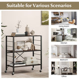 Costway Black Metal Base with Mdf Metal Top Rolling Kitchen Cart (14-in x 30-in x 34-in)