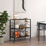 Costway Black Metal Base with Mdf Metal Top Rolling Kitchen Cart (14-in x 30-in x 34-in)