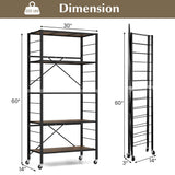 Costway Black Metal Base with Mdf Wood Top Rolling Kitchen Cart (14-in x 30-in x 60-in)