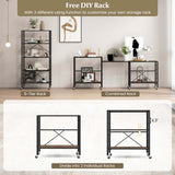 Costway Black Metal Base with Mdf Wood Top Rolling Kitchen Cart (14-in x 30-in x 60-in)