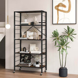 Costway Black Metal Base with Mdf Wood Top Rolling Kitchen Cart (14-in x 30-in x 60-in)