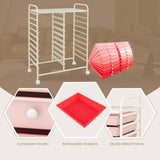 Costway White Metal Base with Plastic Metal Top Rolling Kitchen Cart (15-in x 25-in x 35-in)