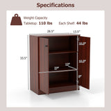 Costway 13.5-in W x 33.5-in H Wood Brown Freestanding Utility Storage Cabinet