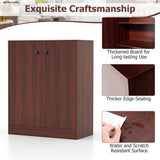 Costway 13.5-in W x 33.5-in H Wood Brown Freestanding Utility Storage Cabinet