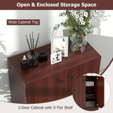 Costway 13.5-in W x 33.5-in H Wood Brown Freestanding Utility Storage Cabinet