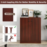 Costway 13.5-in W x 33.5-in H Wood Brown Freestanding Utility Storage Cabinet