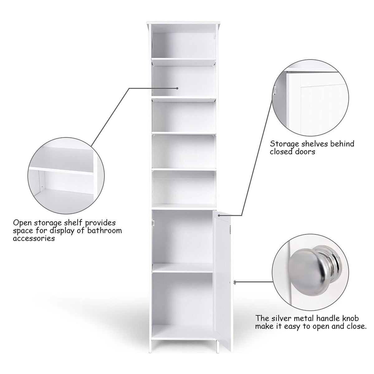 Costway 13.5-in W x 72-in H Mdf White Freestanding or Wall-mount Utility Storage Cabinet