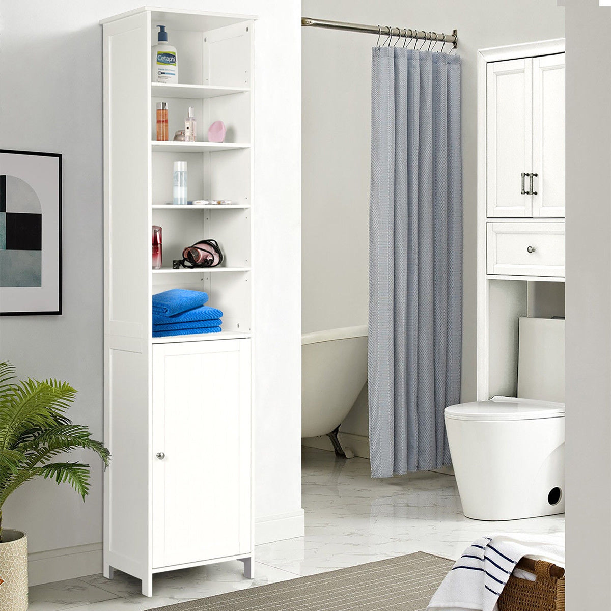 Costway 13.5-in W x 72-in H Mdf White Freestanding or Wall-mount Utility Storage Cabinet