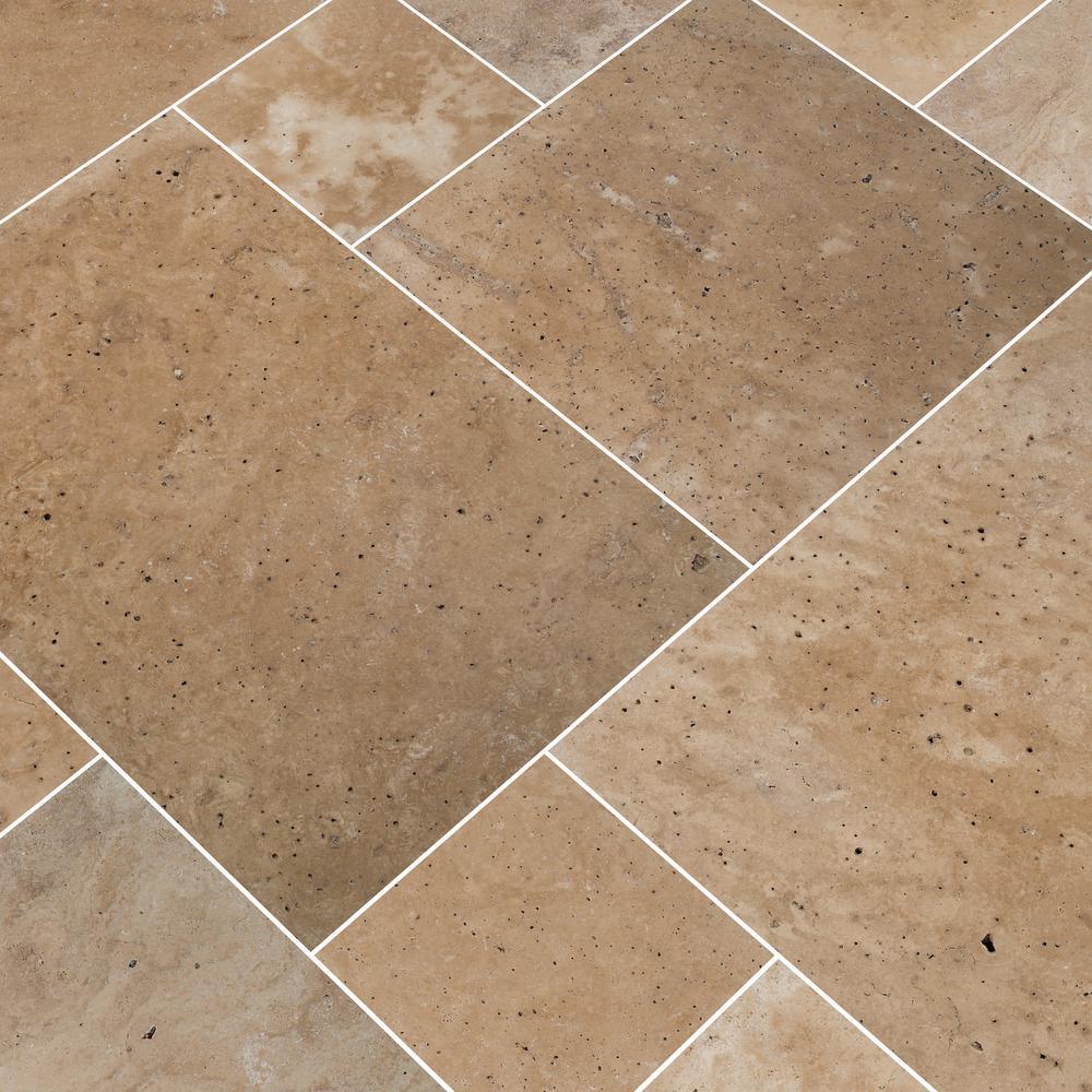 Silver Pattern Tumbled Travertine Paver Kit (10-Kits/160 Sq. ft. / Pallet) - Super Arbor