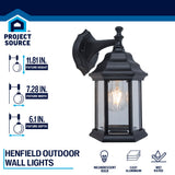 Project Source Henfield 11.81-in H Matte Black Outdoor Wall Lantern, Medium Base (E-26)