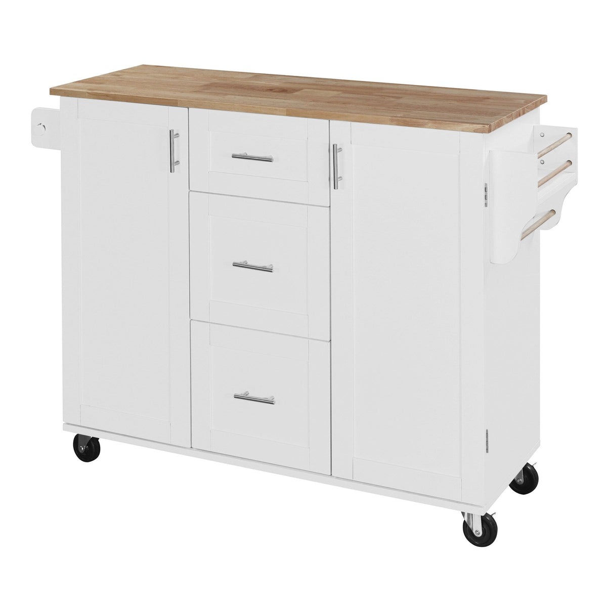 Runesay White Mdf Base with Mdf Wood Top Rolling Kitchen Island (17-in x 50-in x 36.85-in)