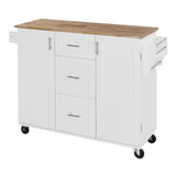 Runesay White Mdf Base with Mdf Wood Top Rolling Kitchen Island (17-in x 50-in x 36.85-in)