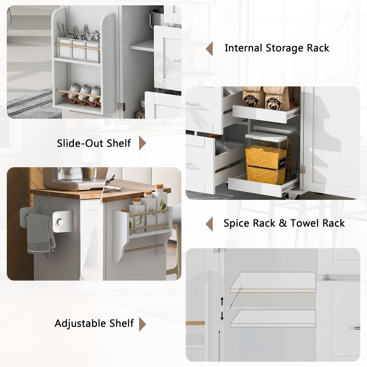 Runesay White Mdf Base with Mdf Wood Top Rolling Kitchen Island (17-in x 50-in x 36.85-in)