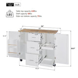 Runesay White Mdf Base with Mdf Wood Top Rolling Kitchen Island (17-in x 50-in x 36.85-in)