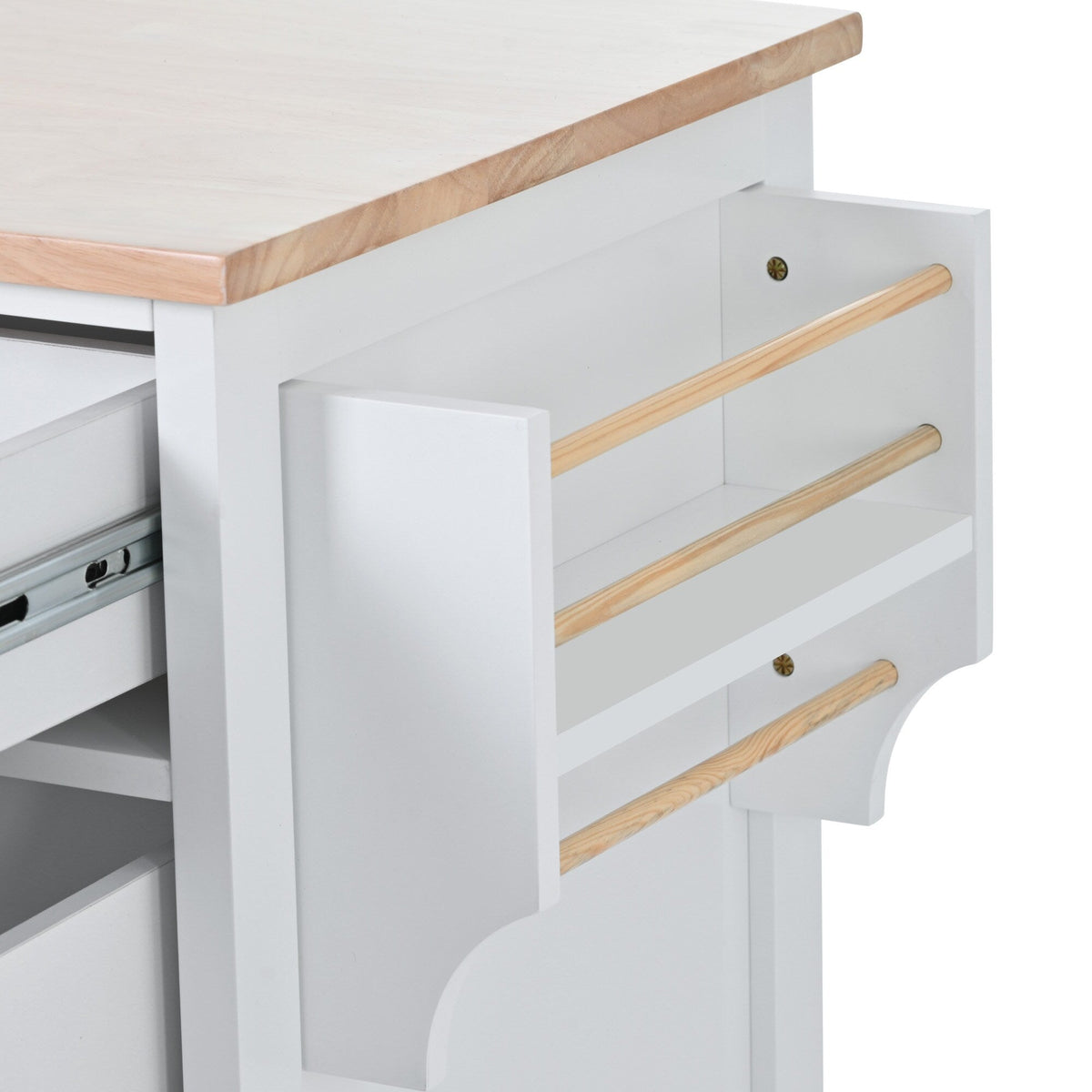 Runesay White Mdf Base with Mdf Wood Top Rolling Kitchen Island (18.5-in x 53.15-in x 37-in)