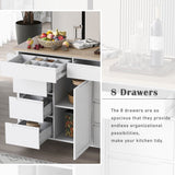 Runesay White Mdf Base with Mdf Wood Top Rolling Kitchen Island (18.5-in x 53.15-in x 37-in)