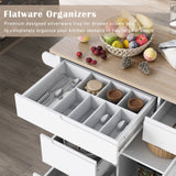 Runesay White Mdf Base with Mdf Wood Top Rolling Kitchen Island (18.5-in x 53.15-in x 37-in)