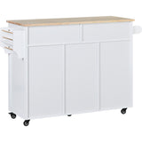 Runesay White Mdf Base with Mdf Wood Top Rolling Kitchen Island (18.5-in x 53.15-in x 37-in)