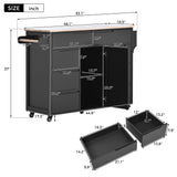 Runesay Black Mdf Base with Mdf Wood Top Rolling Kitchen Island (18.5-in x 53.15-in x 37-in)