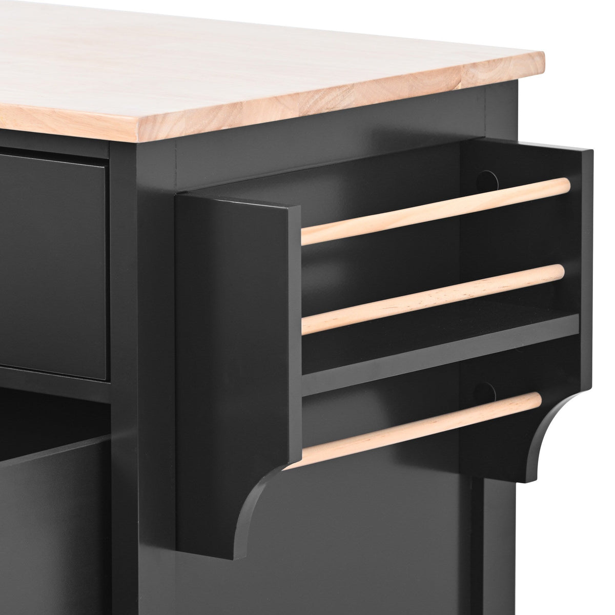 Runesay Black Mdf Base with Mdf Wood Top Rolling Kitchen Island (18.5-in x 53.15-in x 37-in)