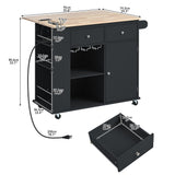 Runesay Black Mdf Base with Mdf Wood Top Rolling Kitchen Island (29.33-in x 39.8-in x 33.7-in)