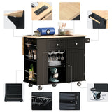 Runesay Black Mdf Base with Mdf Wood Top Rolling Kitchen Island (29.33-in x 39.8-in x 33.7-in)