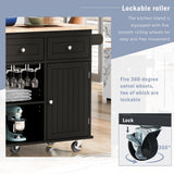 Runesay Black Mdf Base with Mdf Wood Top Rolling Kitchen Island (29.33-in x 39.8-in x 33.7-in)