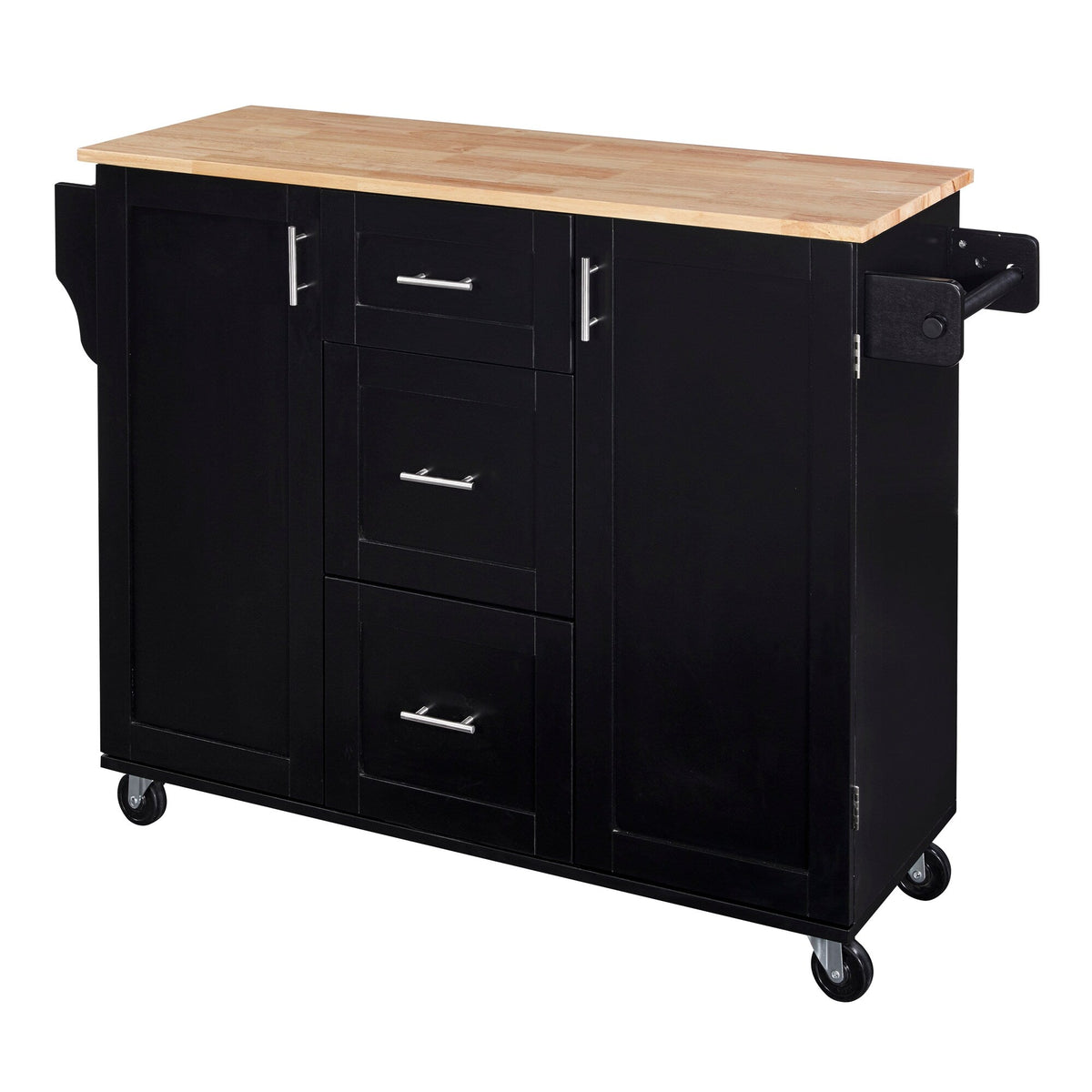Runesay Black Mdf Base with Mdf Wood Top Rolling Kitchen Island (17-in x 50-in x 36.85-in)