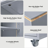 Runesay Gray Mdf Base with Mdf Wood Top Rolling Kitchen Island (16.92-in x 41.11-in x 38.22-in)