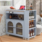 Runesay Gray Mdf Base with Mdf Wood Top Rolling Kitchen Island (16.92-in x 41.11-in x 38.22-in)