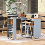 Runesay Gray Mdf Base with Mdf Wood Top Rolling Kitchen Island (16.92-in x 41.11-in x 38.22-in)
