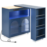 Runesay Blue Mdf Base with Mdf Wood Top Rolling Kitchen Island (16.92-in x 41.11-in x 38.22-in)