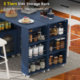 Runesay Blue Mdf Base with Mdf Wood Top Rolling Kitchen Island (16.92-in x 41.11-in x 38.22-in)