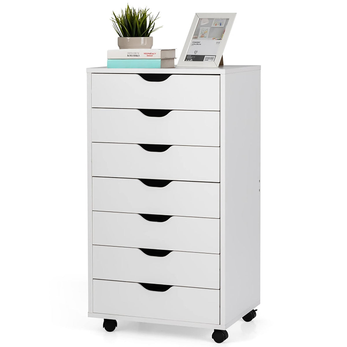 GZMR White 7-Drawer 15.5-in File Cabinet