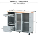 Runesay Blue Mdf Base with Mdf Wood Top Rolling Kitchen Island (26.97-in x 44.03-in x 37-in)