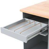 Runesay Blue Mdf Base with Mdf Wood Top Rolling Kitchen Island (26.97-in x 44.03-in x 37-in)